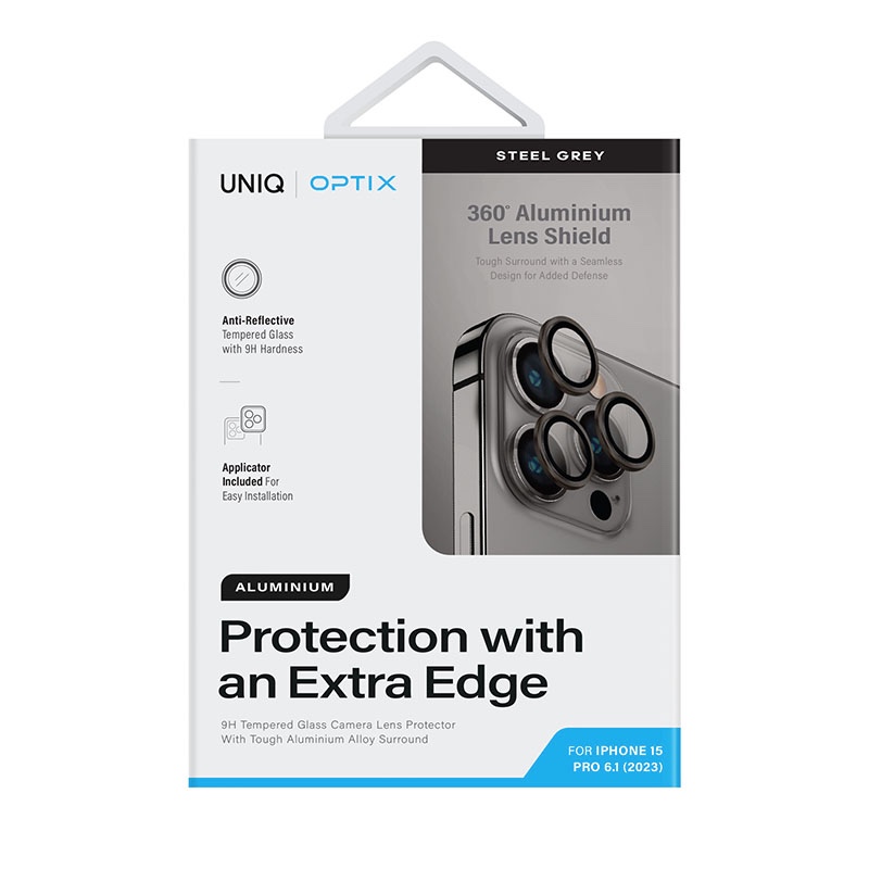 Uniq Optix Aluminium Camera Lens Protector for iPhone 15 Pro 6.1? – Steel Grey