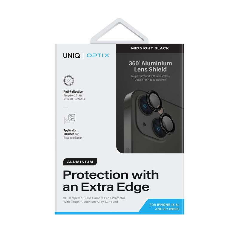 Uniq Optix Aluminium Camera Lens Protector for iPhone 15/15 Plus - Midnight Black