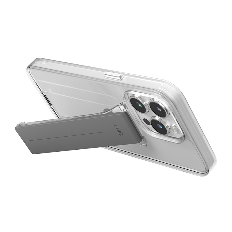 Uniq Heldro Mount Case with Stand for iPhone 15 Pro - Lucent Clear