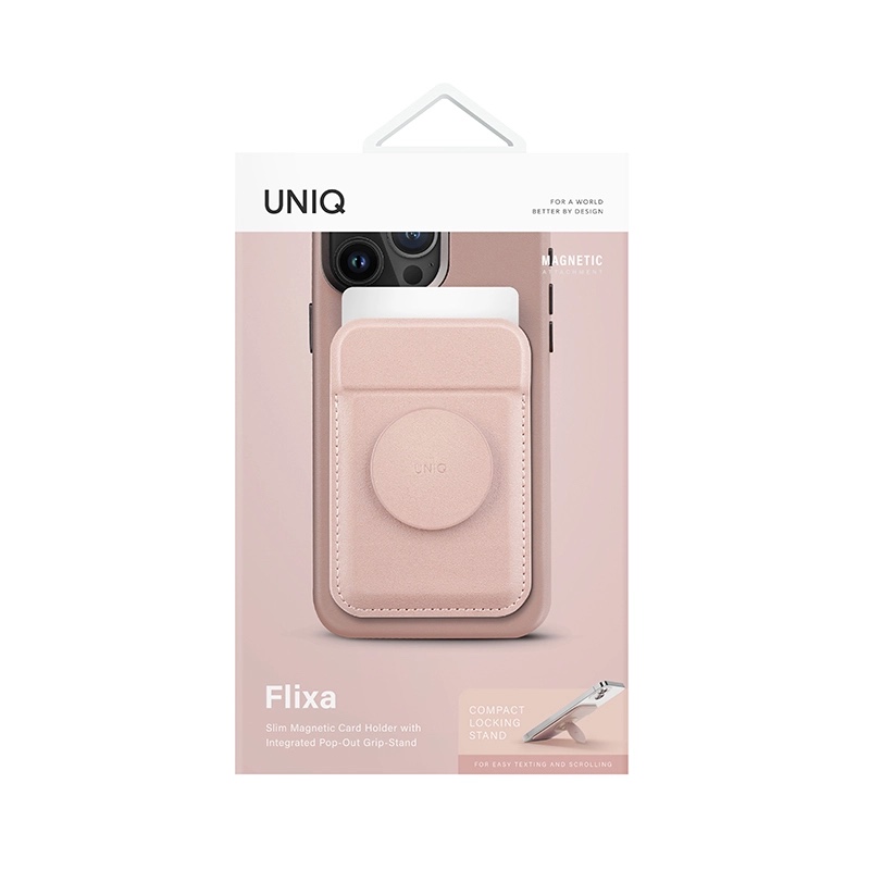UNIQ Flixa Magnetic Card Holder with Pop Grip & Stand – Blush Pink