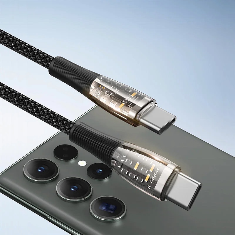 PD 65W Transparent USB C To USB C Cable