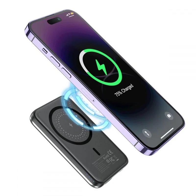 Choetech MagSafe Magnetic 10W 5000 mAh Mini Power Bank - B655 - Silver