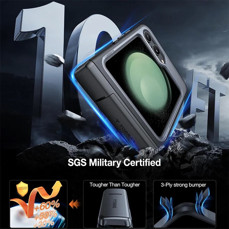 Torras Armor Stand Series Phone Case for Samsung Galaxy Z Flip 5 – Black