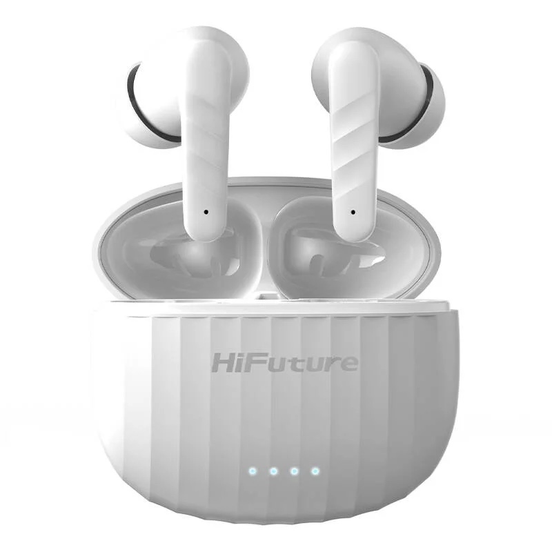 HiFuture SonicBliss True Wireless Earbuds Bluetooth 5.3, Smooth Bass, 4 Microphones 30 Hr Battery - White