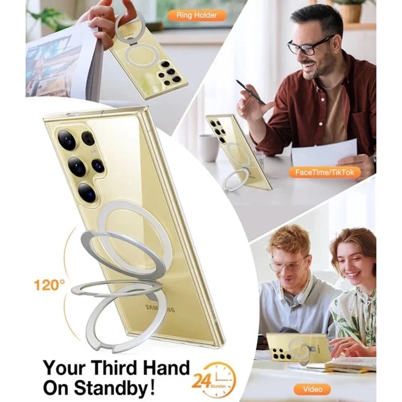 Torras UPRO Ostand Clear Series (MagSafe Compatible) Phone Case for Samsung Galaxy S24 Ultra – Clear