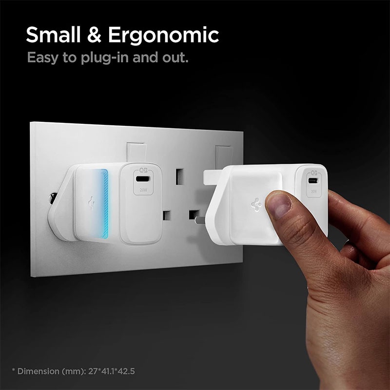 Spigen 20W PD ArcStation USB C 3.0 Fast Charging Wall Charger - White