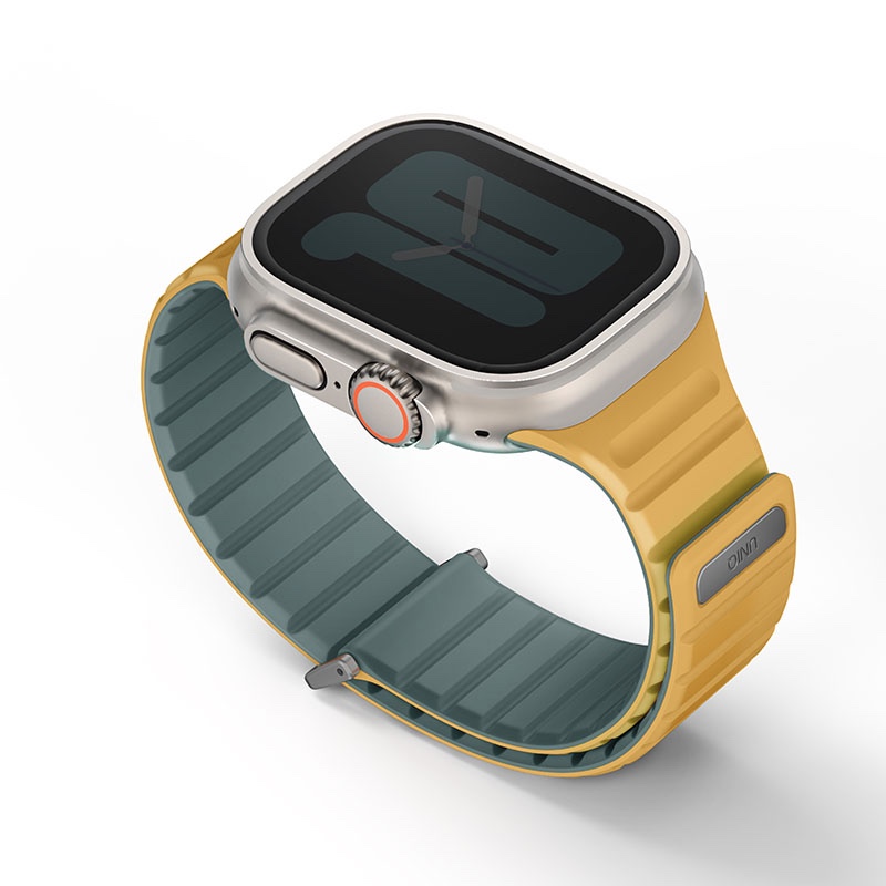 UNIQ Revix Evo Reversible Magnetic Apple Watch Strap for Series 1-10, SE/SE2 & Watch Ultra 49/45/44/46MM – Green / Yellow