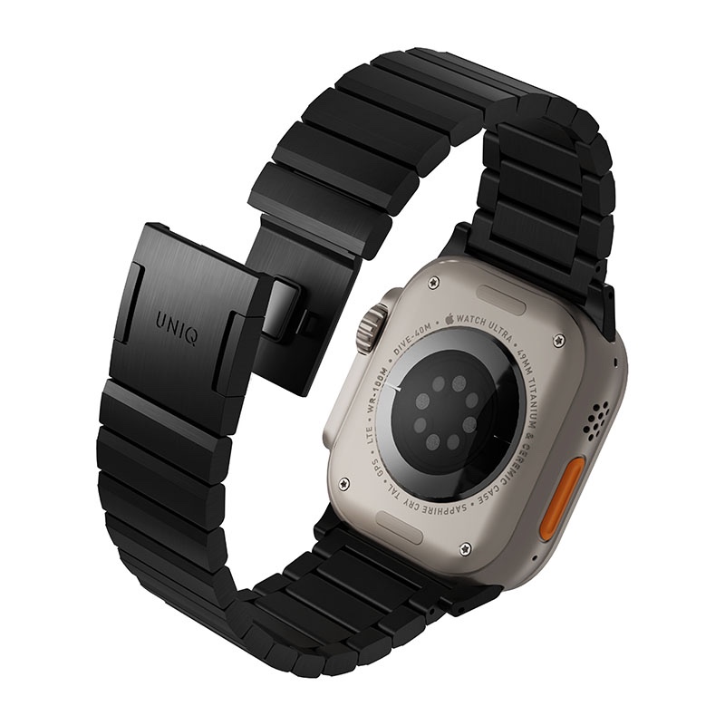 Uniq Strova Mag Self Adjustable Steel Link Strap Band Fits Up to Series 1-10, Ultra/2 & SE/SE2  49/45/44/42mm - Midnight Black