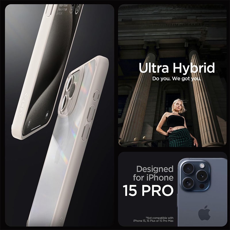 Spigen Ultra Hybrid Phone Case for iPhone 15 Pro – Natural Titanium