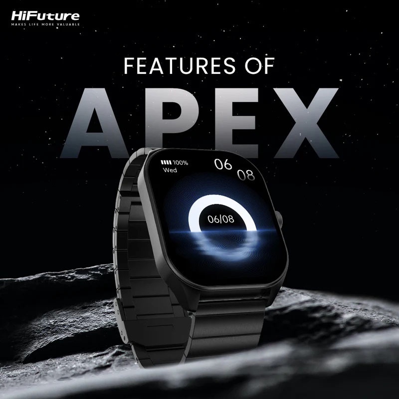 HIfuture APEX 2.04 AMOLED Premium Stainless Steel Wireless Smart Calling Watch - Black