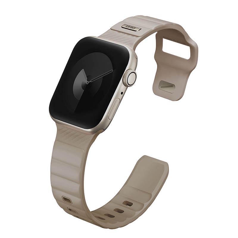 Uniq Stride FKM Tough Rubber Apple Watch Strap for Series 1-10 & SE/SE2 - 41/40/42MM - Pale Khaki