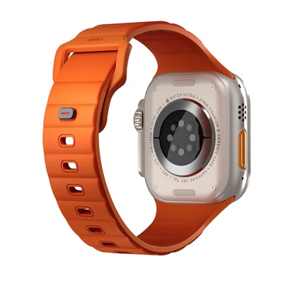 Uniq Stride FKM Tough Rubber Apple Watch Strap or Series 1-10, SE/SE2 & Watch Ultra - 49/45/44/46MM - Volt Orange