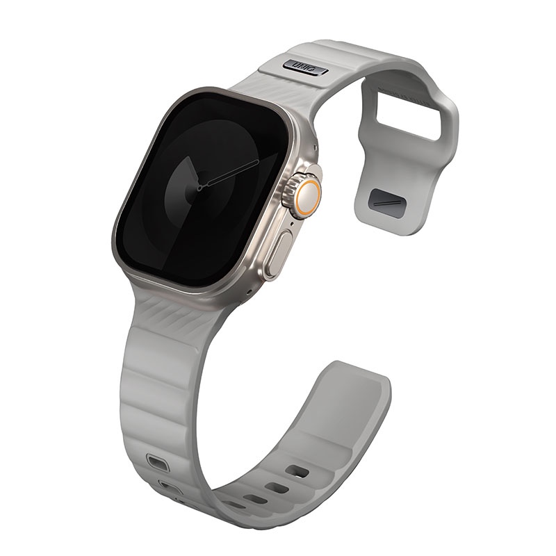 Uniq Stride FKM Tough Rubber Apple Watch Strap for Series 1-10, SE/SE2 & Watch Ultra - 49/45/44/46MM - Chalk Grey