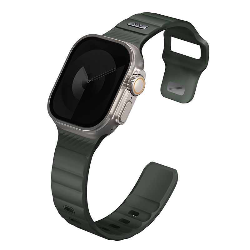 Uniq Stride FKM Tough Rubber Apple Watch Strap for Series 1-10, SE/SE2 & Watch Ultra - 49/45/44/46MM - Moss Green