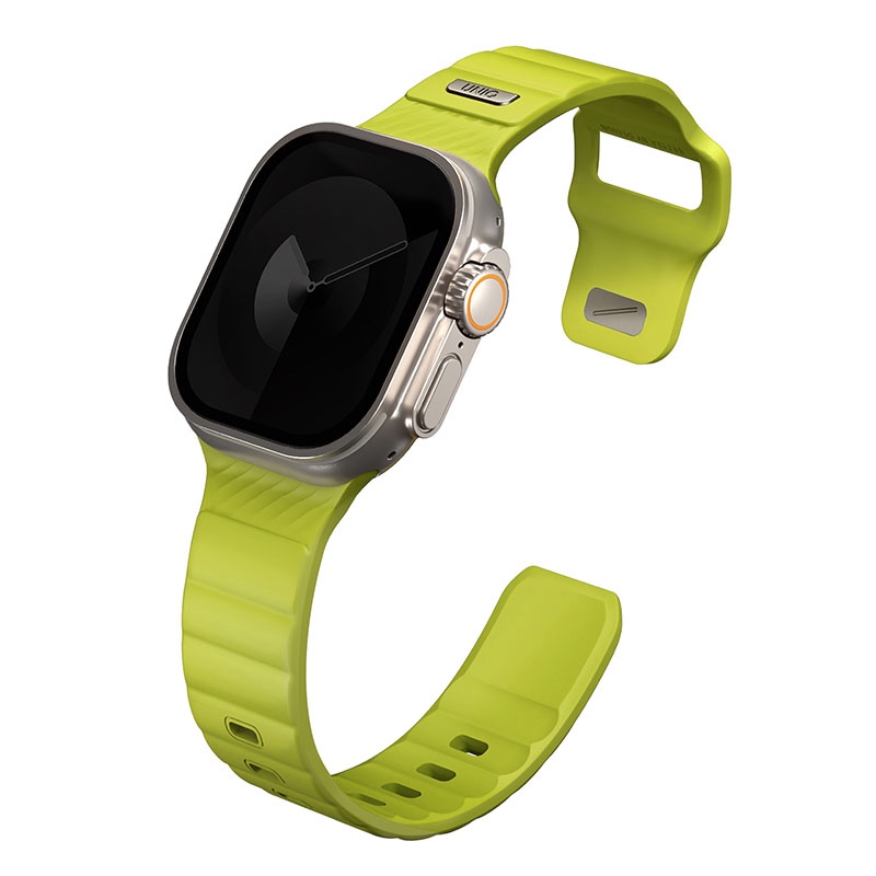 Uniq Stride FKM Tough Rubber Apple Watch Strap for Series 1-10, SE/SE2 & Watch Ultra - 49/45/44/46MM - Lime Green