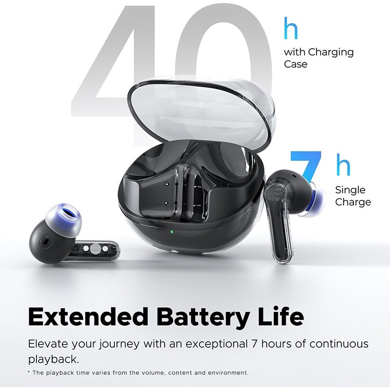 SoundPEATS Clear True Wireless Inexpensive Earbuds, Bluetooth 5.3 12mm, 2 Mic with ENC, Clear Calls with Deep Bass, Game Mode, 40H, IPX4, APP Customize EQ - Black