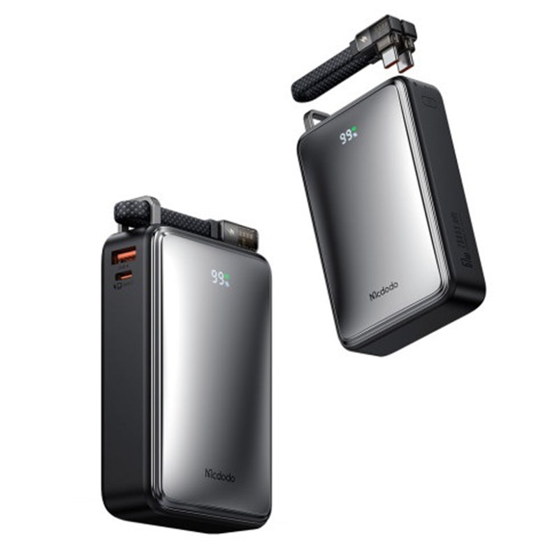 Mcdodo 67W 20,000 maH Power Bank with Built-in Cables, Digital Display, 2C+1A - MC4331 - Black