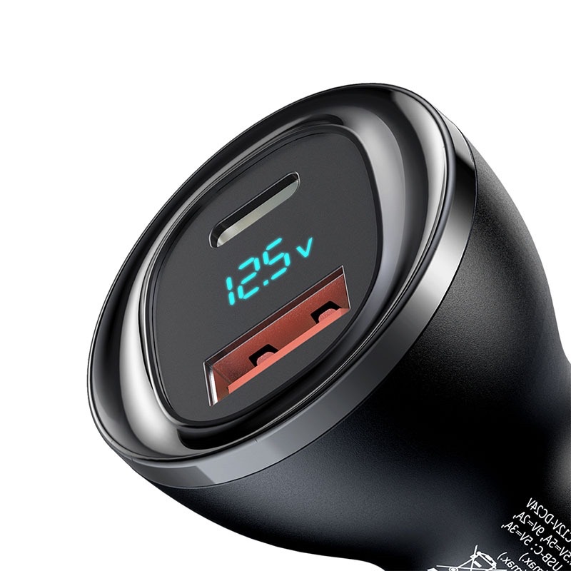 Mcdodo 95W USB-A + USB-C Dual-Ports Car Charger with Digital Display - CC5670 - Black