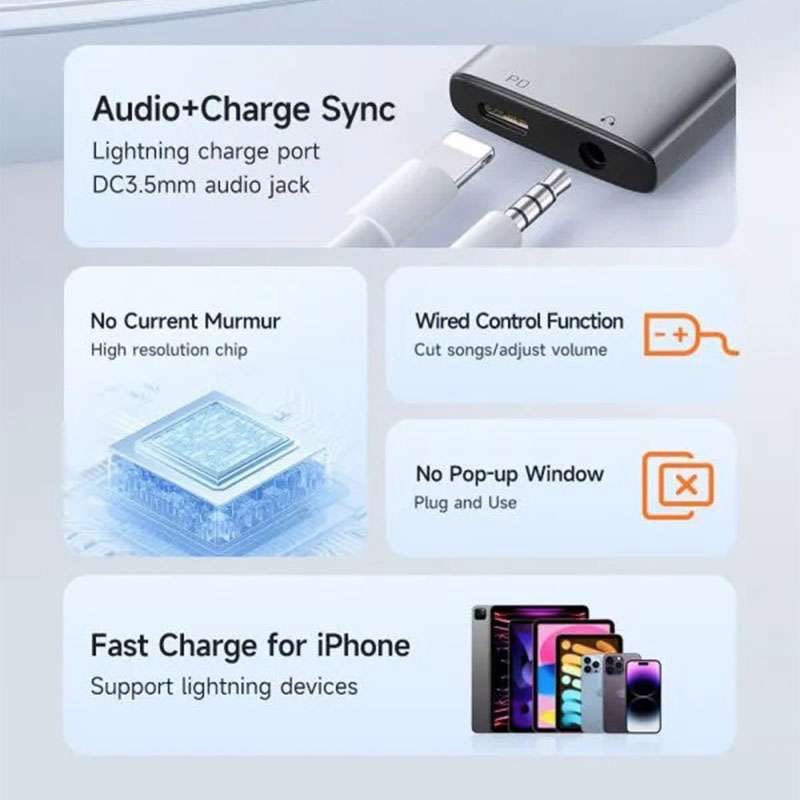 Mcdodo 2in1 Audio+Adapter Lightning Audio Adapter - CA-5540