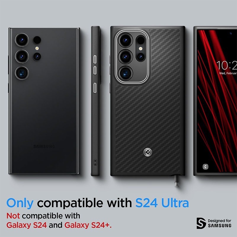 Spigen Enzo Aramid Phone Case for Galaxy S24 Ultra - Matte Black
