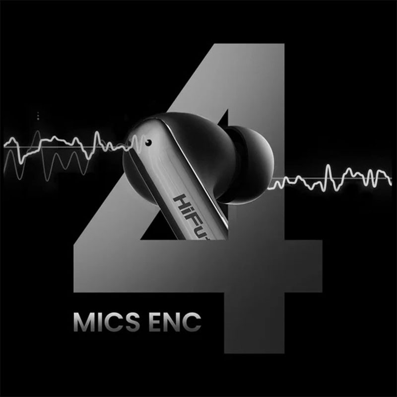Hifuture SonicAir True Wireless Bluetooth Earphones with Bluetooth 5.3, ENC Noise Cancellation, 4 Microphones, 10mm Drivers - Black