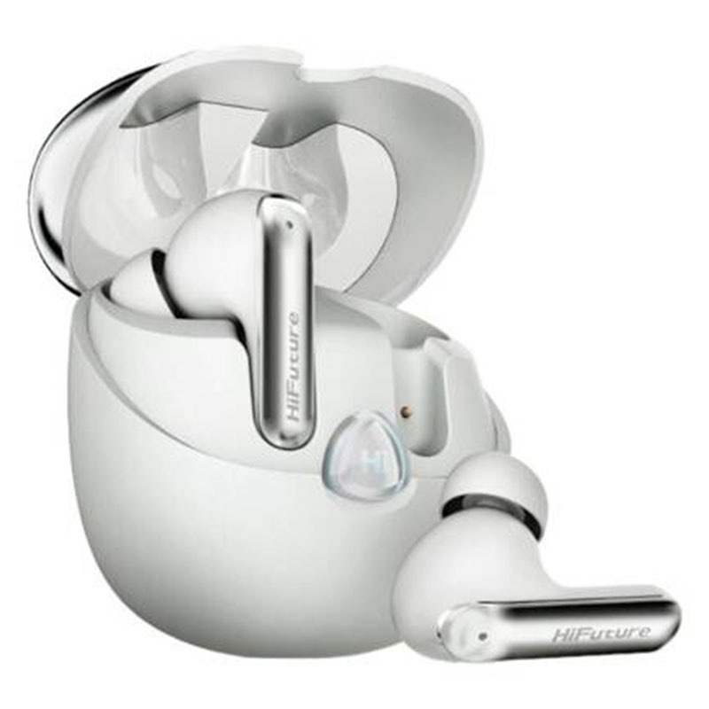 Hifuture SonicAir True Wireless Bluetooth Earphones with Bluetooth 5.3, ENC Noise Cancellation, 4 Microphones, 10mm Drivers - White