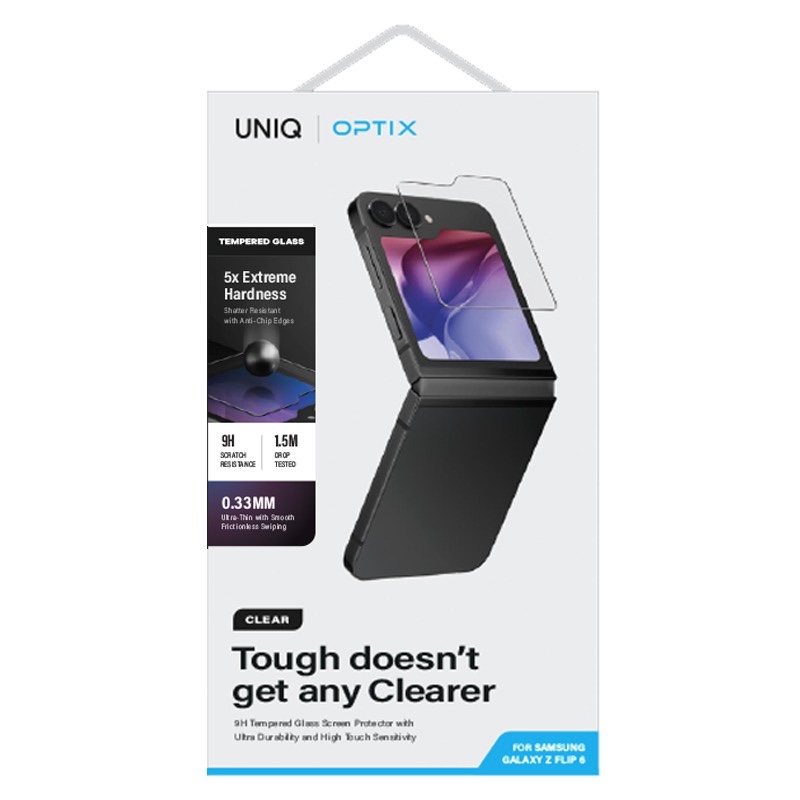 Samsung Galaxy Flip 6 Clear Glass Screen Protector by Uniq Optix - Clear
