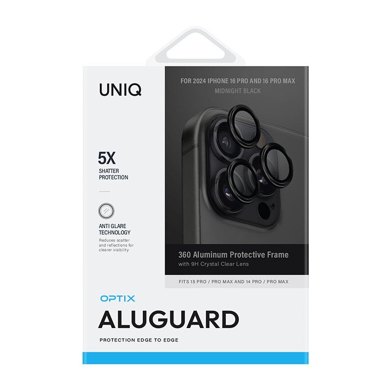 Uniq Optix Aluminium Camera Lens Protector for iPhone 16 Pro / 16 Pro Max – Black