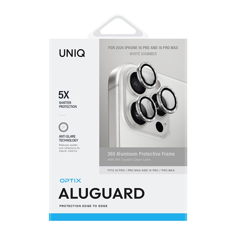 Uniq Optix Aluminium Camera Lens Protector for iPhone 16 Pro / 16 Pro Max – Shimmer White