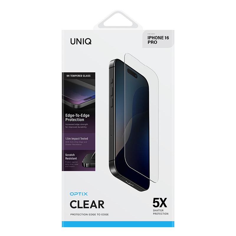 UNIQ Optix Clear Glass Screen Protector for iPhone 16 Pro - Clear