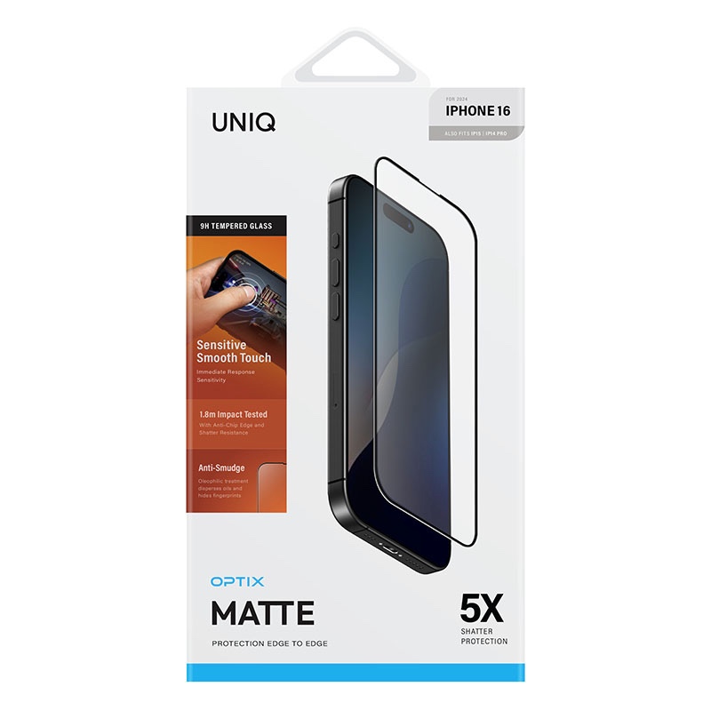 UNIQ Optix Matte Glass Screen Protector for iPhone 14 Pro / 15 / 16