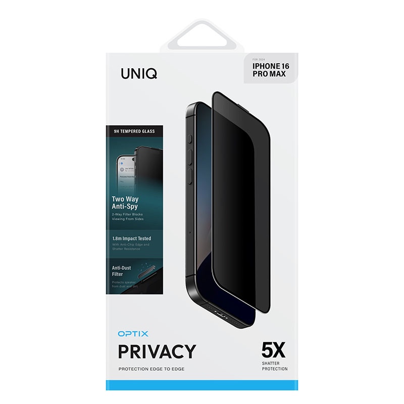 UNIQ Optix Privacy Glass Screen Protector for iPhone 16 Pro Max
