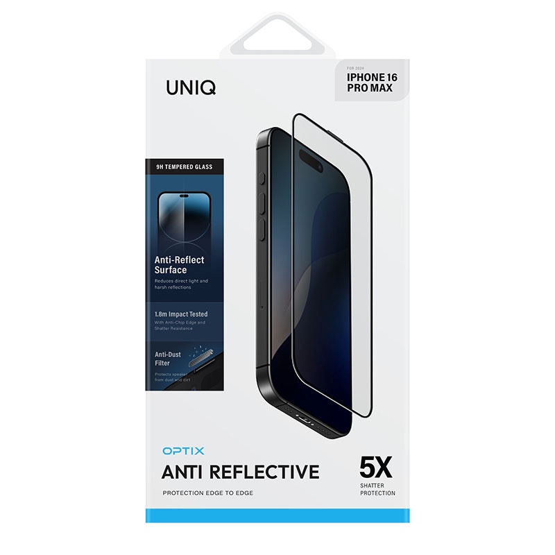 UNIQ Optix Anti Reflective Glass Screen Protector for iPhone 16 Pro Max
