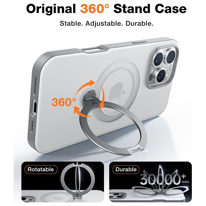 Torras UPRO Ostand Spin Series MagSafe Compatible Case for iPhone 16 Pro Max – Titanium Grey