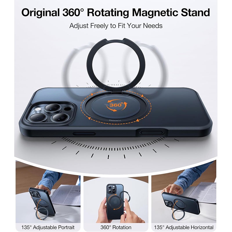 Torras Ostand R Fusion Series MagSafe Compatible Case for iPhone 16 Pro Max – Black