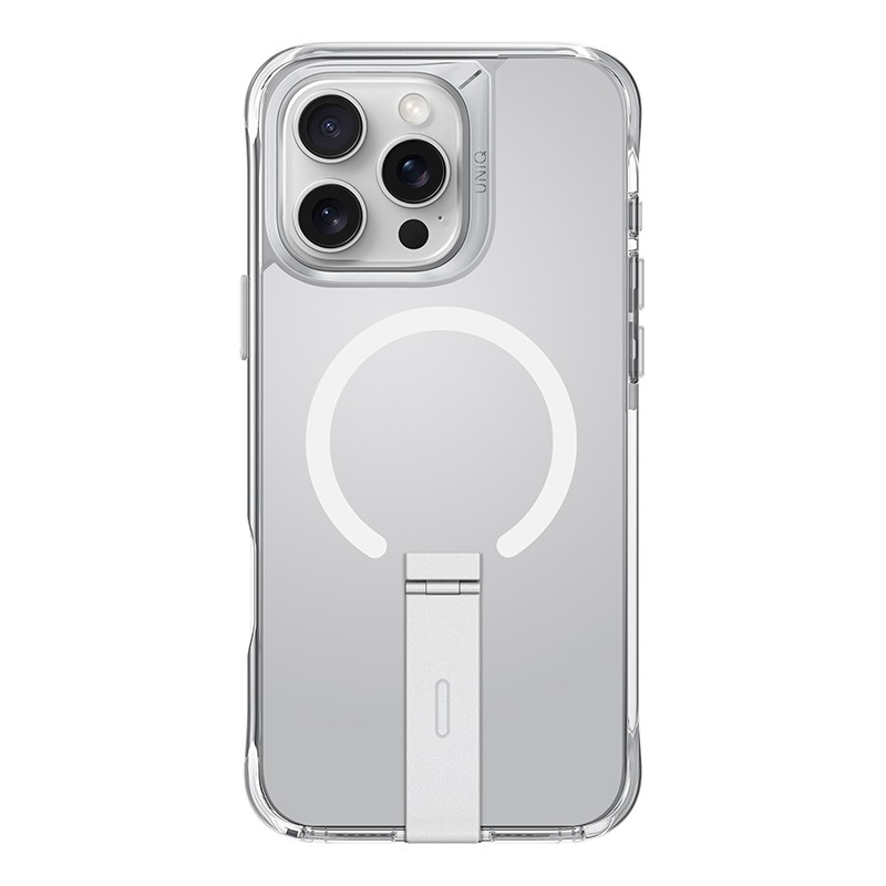 UNIQ Eleva Magclick Charging Compatible Phone Case with stand for iPhone 16 Pro Max – Clear
