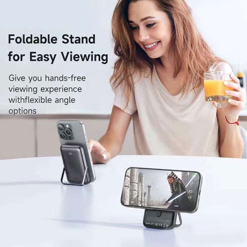 Mcdodo 2 in1 10,000 mAh 20W+15W Wireless Power Bank with foldable stand - Black