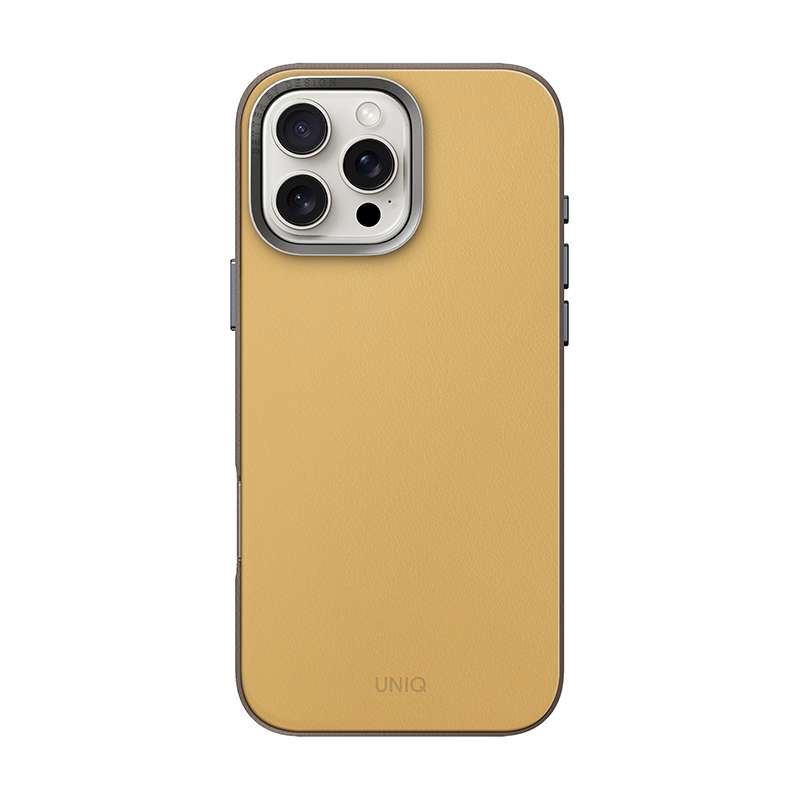 UNIQ Lyden DS MagSafe Charging Compatible Phone Case for iPhone 16 Pro Max – Yellow/Flint Grey