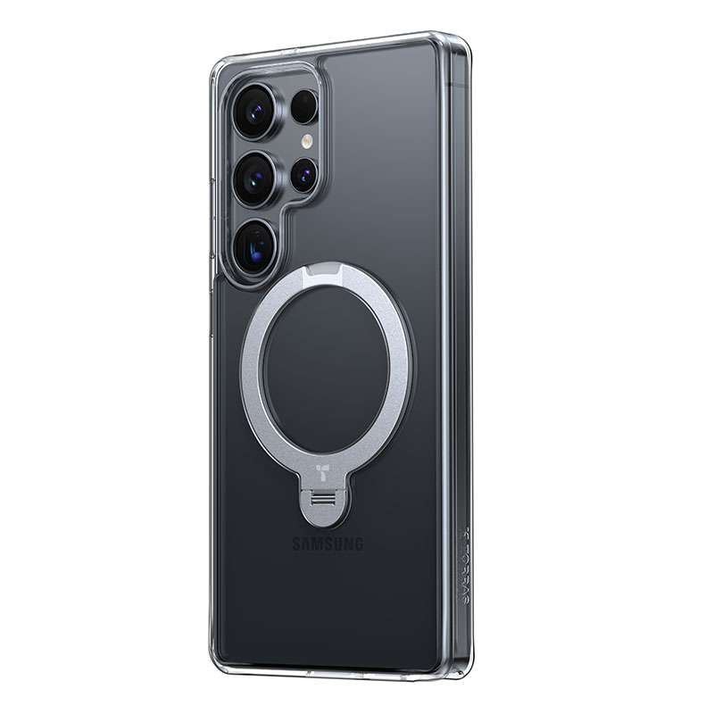 Torras Ostand Spin Magnetic (MagSafe Compatible) Series Phone Case for Samsung Galaxy S25 Ultra – Clear