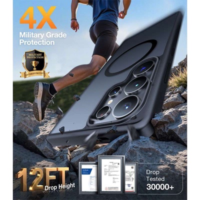 Torras Guardian Magnetic (MagSafe Compatible) Series Phone Case for Samsung Galaxy S25 Ultra – Black