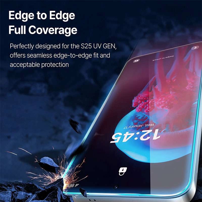 Whitestone Dome UV GEN Film For Samsung Galaxy S25 Hard Coated Film Screen Protector with UV light – 2 Pack of Film