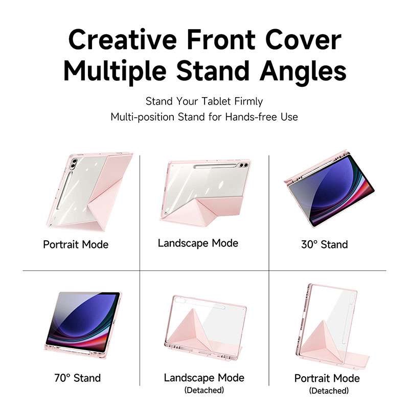 Dux Smart Folio Case with Pencil Holder for Samsung Tab S10 Plus/S9 Plus/S9 FE Plus - Pink