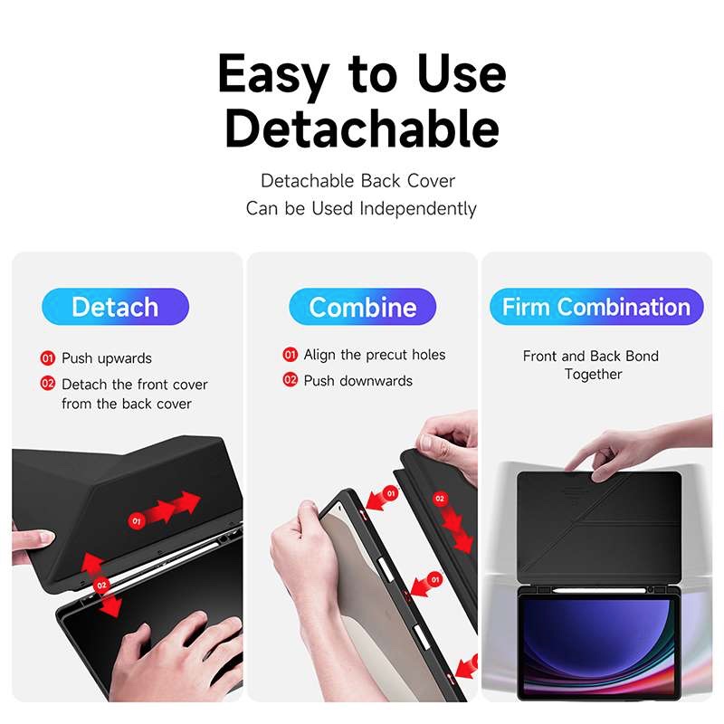 Dux Smart Folio Case with Pencil Holder for Samsung Tab S9/S9 FE – Black