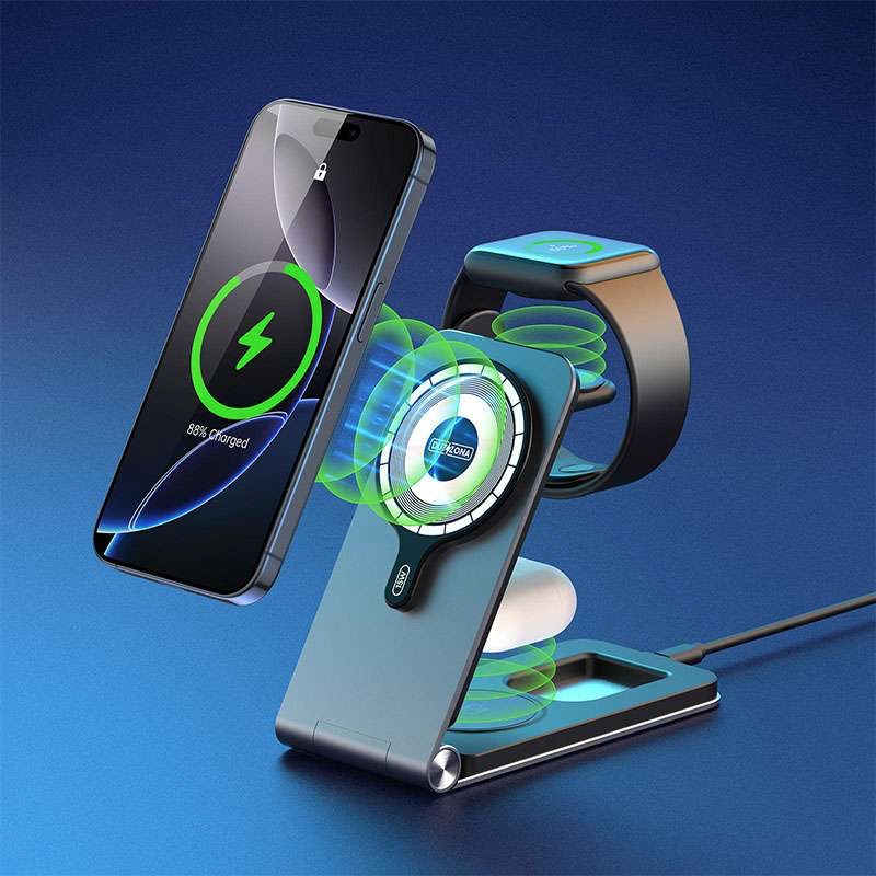 Duzzona Foldable 3in1 15W Magnetic Wireless Charger Stand