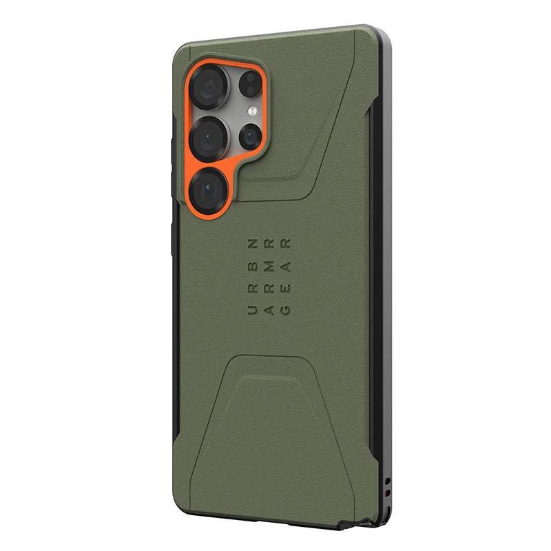 UAG Civilian Magsafe Compatible Phone Case for Samsung Galaxy S25 Ultra – Olive/Orange
