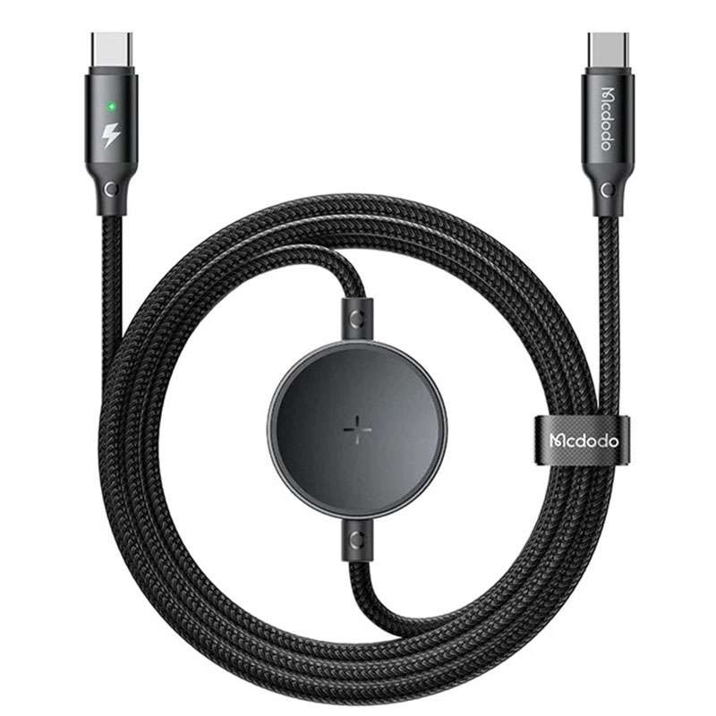 Mcdodo 60W 2in1 Type-C to Type-C Charging Cable with Wireless Charger for Samsung Watch - CA-4170 - Black