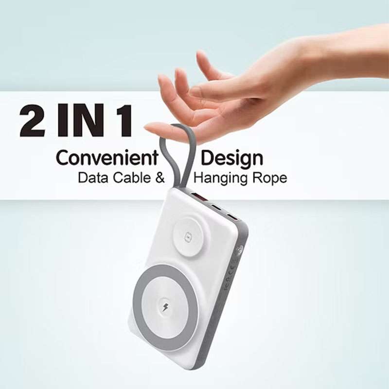 Choetech 10,000 mAh 2-in-1 MagSafe Wireless Power Bank with Apple watch Charger - Grey White