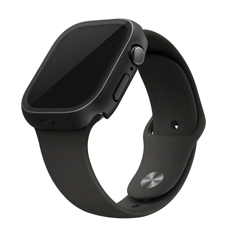 UNIQ Nautic Apple Watch Case with Curved Tempered Glass Screen Protector for Series 10 42MM – Black