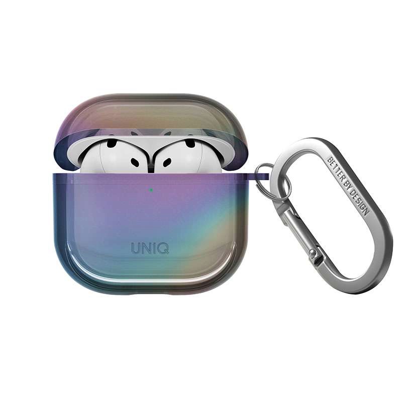 Uniq Iridescia Holographic Case for Apple AirPods 4th Gen with Carabiner - Midnight Quartz