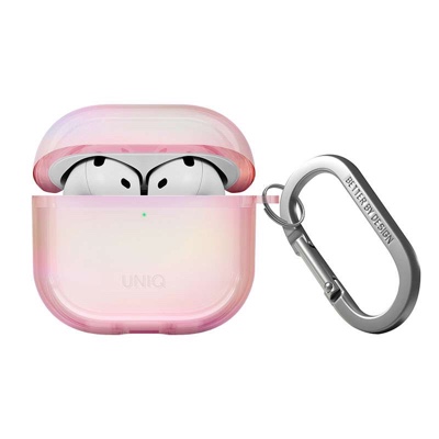 Uniq Iridescia Holographic Case for Apple AirPods 4th Gen with Carabiner - Pink Prism